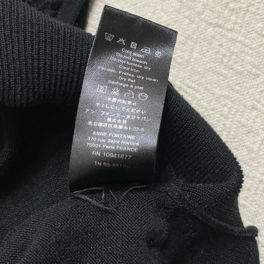 Anne Fontaine Black Cotton Knit Crochet Dress L - Picture 5 of 6